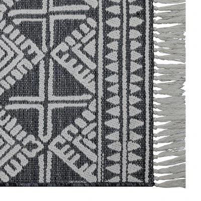 Outdoor Rug Tasseled Charcoal - Project 62™ 3 Outdoor Rug Tasseled Charcoal - Project 62™