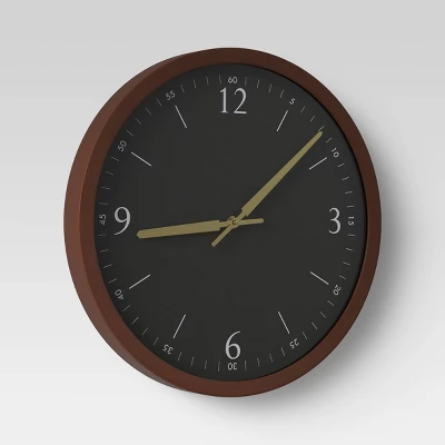 20" Walnut Woodgrain Wall Clock Black - Project 62™ 4 20" Walnut Woodgrain Wall Clock Black - Project 62™ - Image 2