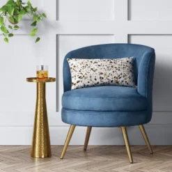 Beadle Accent Chair With Brass Leg Velvet Blue - Project 62â„¢