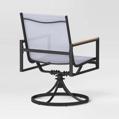 2pc Henning Swivel Outdoor Patio Dining Chairs Rocking Chairs Black - Project 62™ 5 2pc Henning Swivel Outdoor Patio Dining Chairs Rocking Chairs Black - Project 62™ - Image 3