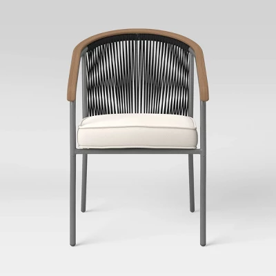 2pc Apex Mixed Material Outdoor Patio Dining Chairs Arm Chairs Black - Project 62™ 5 2pc Apex Mixed Material Outdoor Patio Dining Chairs Arm Chairs Black - Project 62™ - Image 3