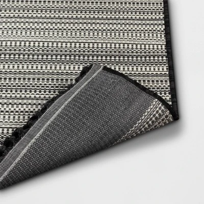 5' X 7' Outdoor Rug Striped Fringe Black - Project 62™ 4 5' X 7' Outdoor Rug Striped Fringe Black - Project 62™ - Image 2